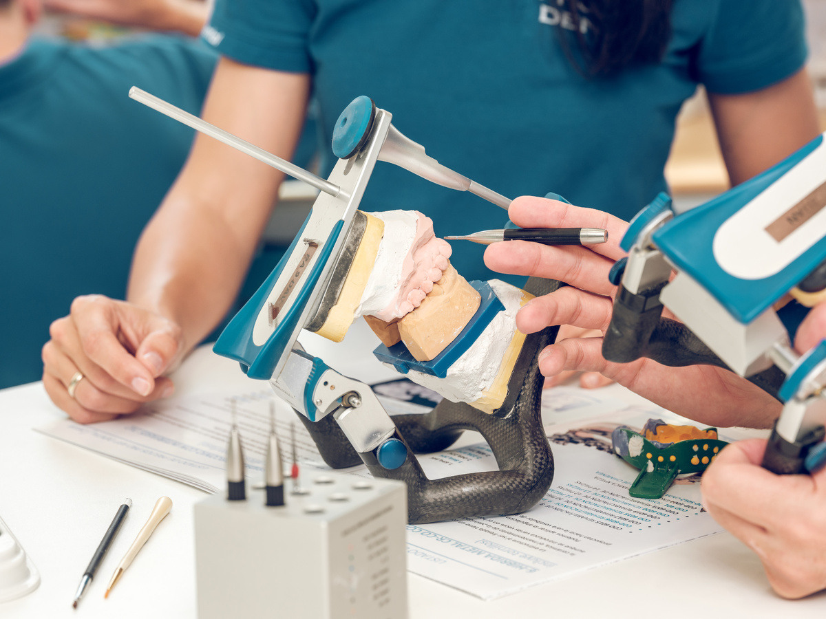 Female orthodontist working